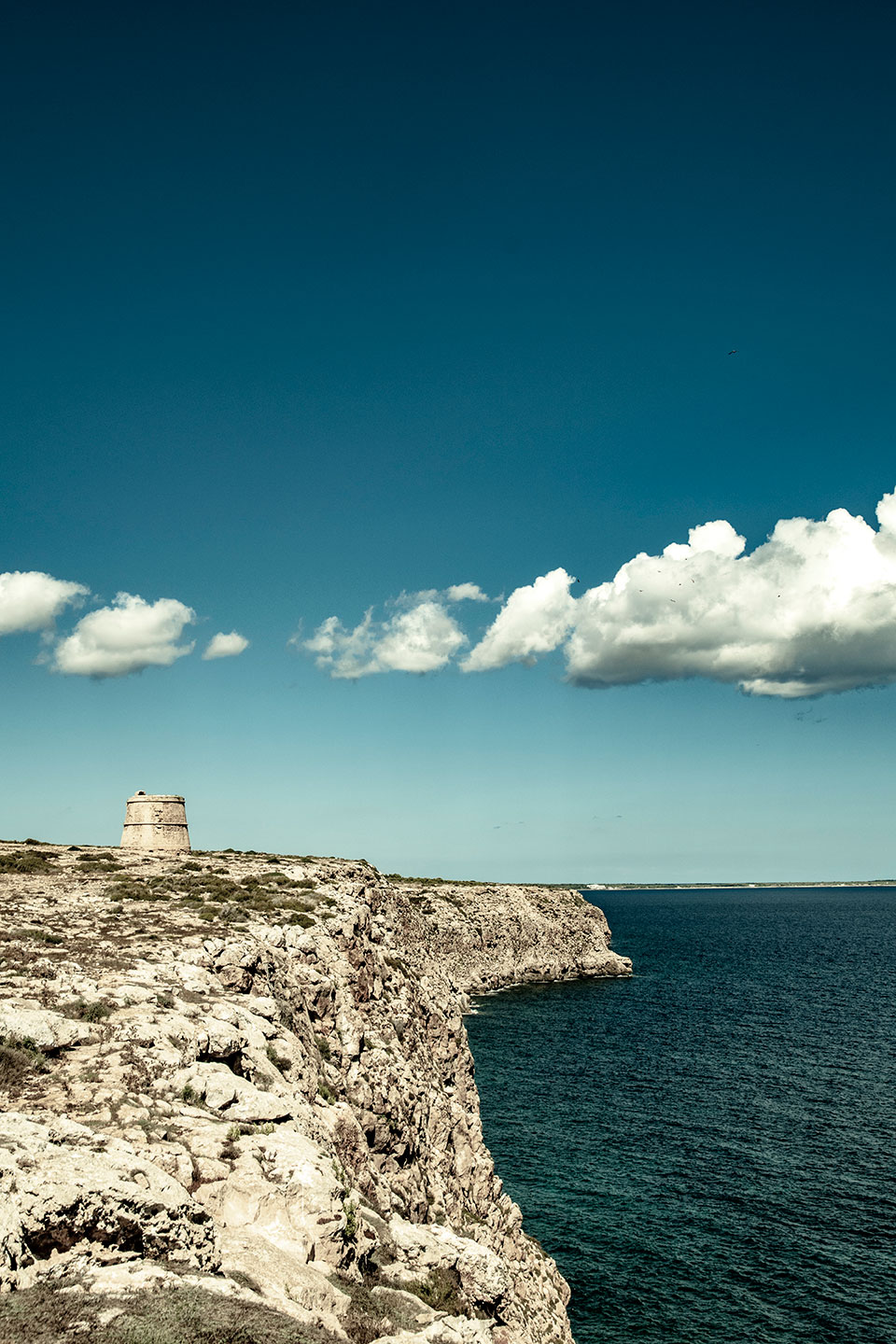 El Pilar de la Mola seen from Torre del Cap de Barbaria, Formentera, Balearic Islands, Spain 2020 (Nos Dren).
