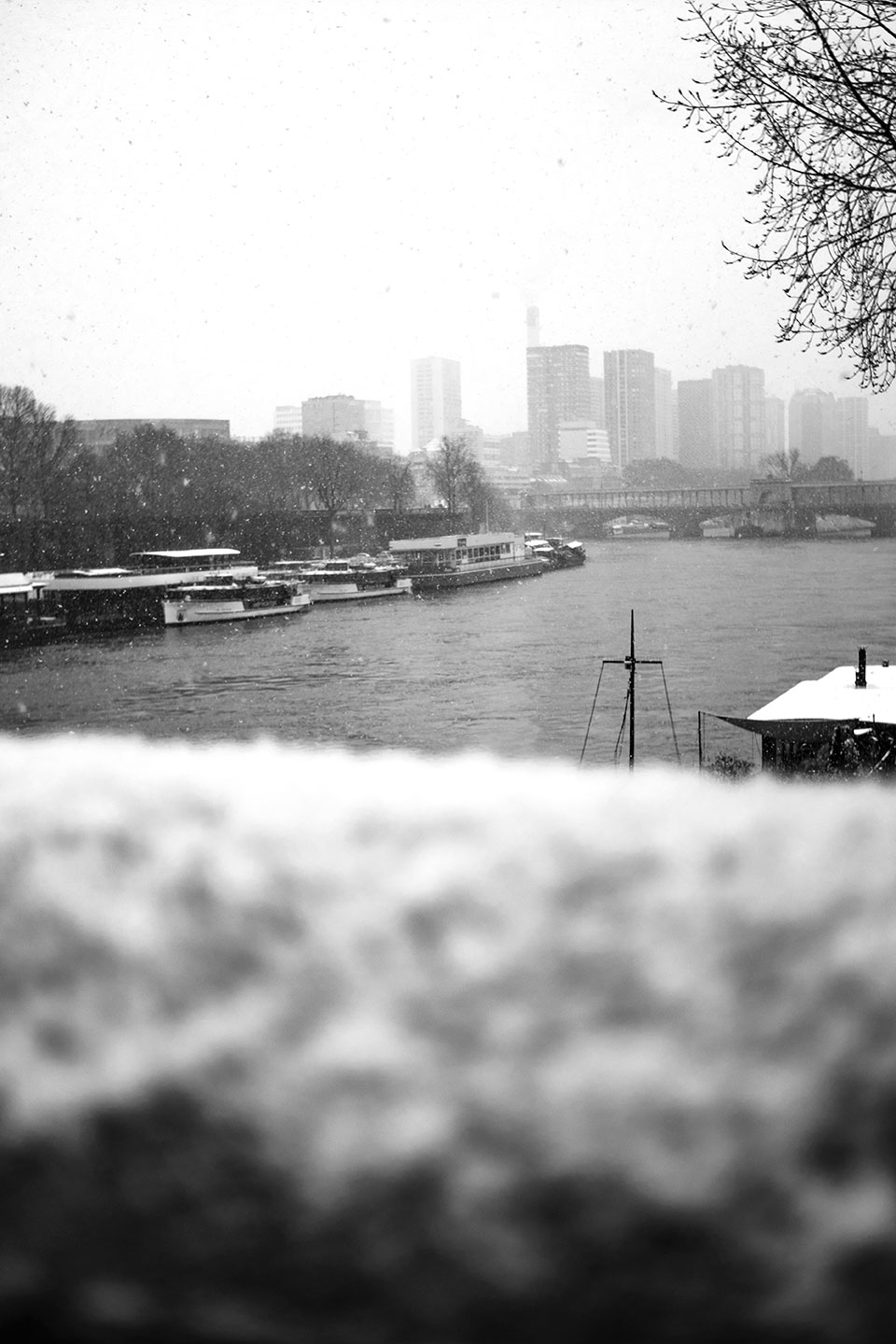 Pont d'Iéna under snow, Eiffel Tower, Paris, France 2021 (Nos Dren).