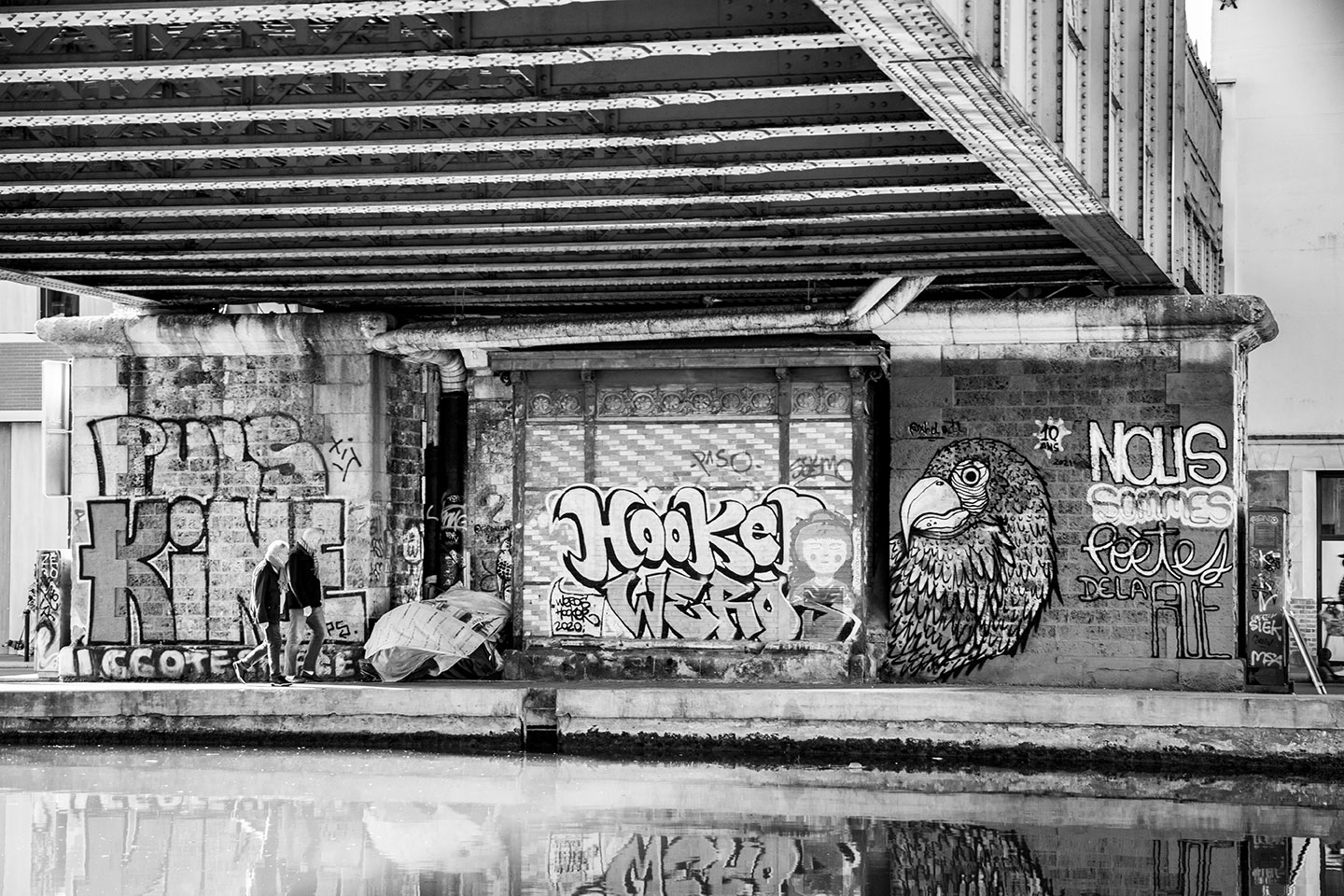 Street art bridge, La Vilette, Paris, France, 2021 (Nos Dren).