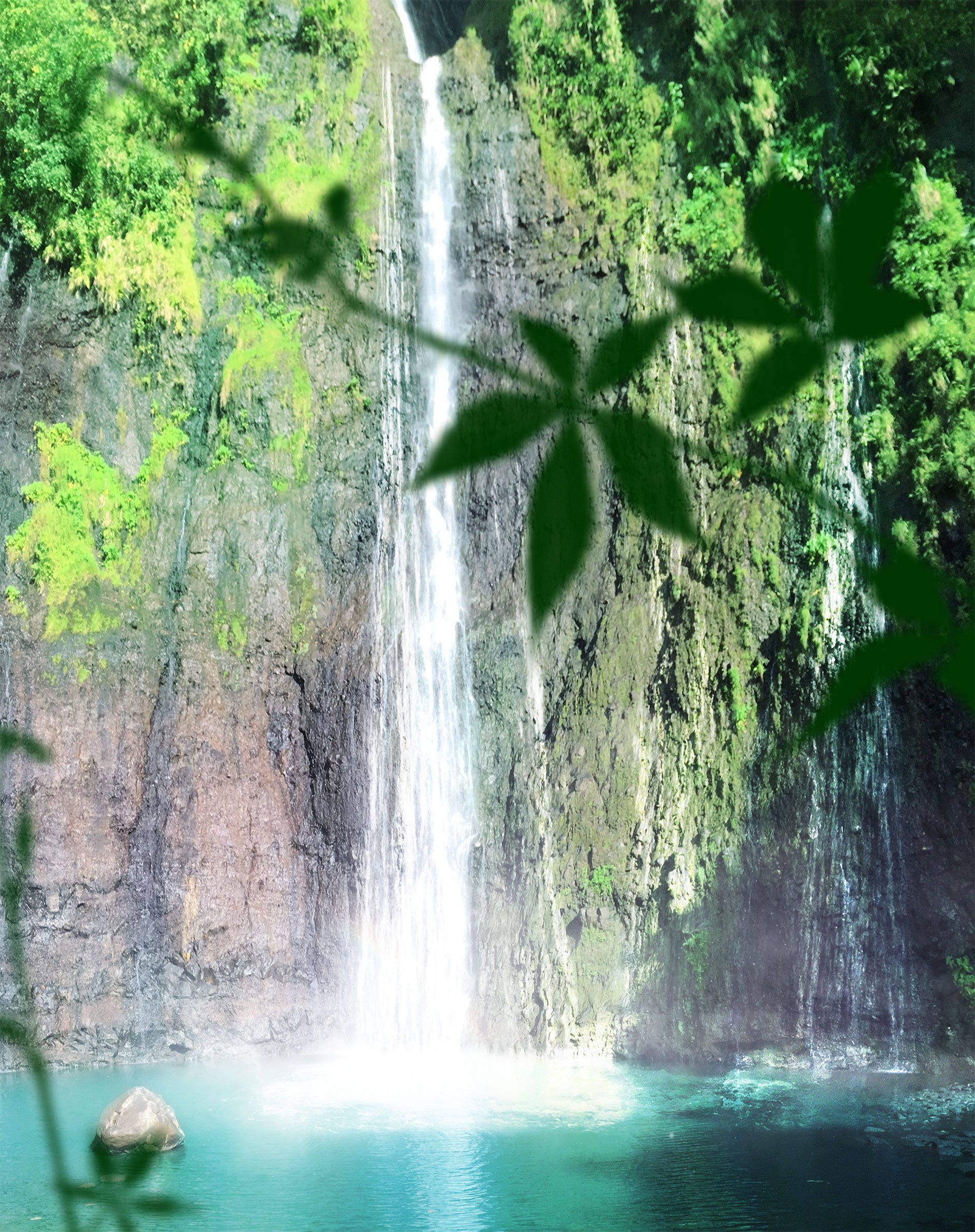French Polynesia, Faarumai Waterfalls of Vaimahutu in Tahiti island. (Nos Dren)