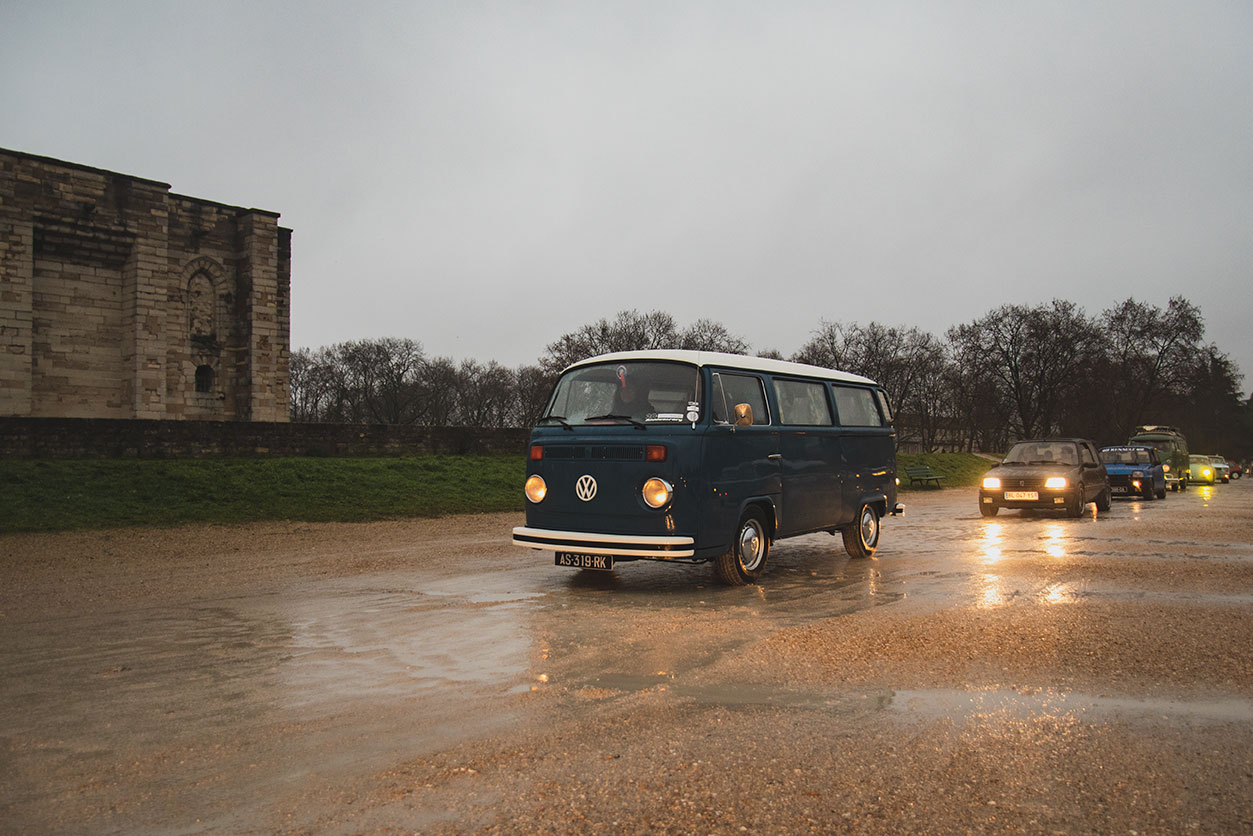 21st Crossing of Paris in Vintage Vehicles, old cars and bikes, January 31, 2021, France, (Nos Dren).