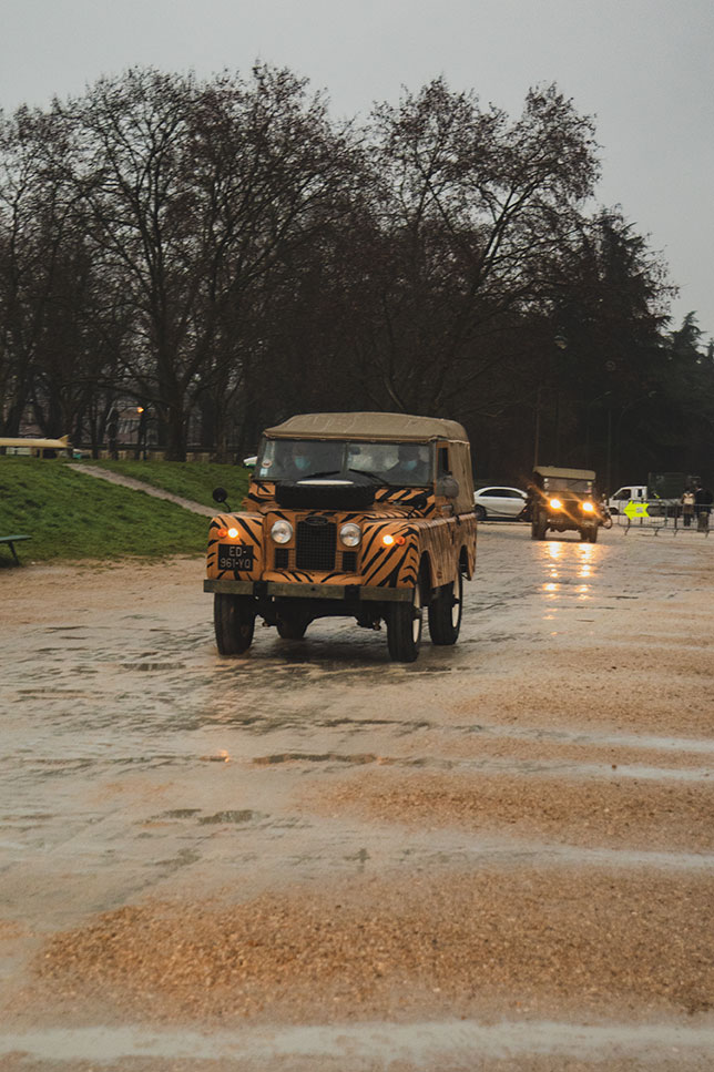21st Crossing of Paris in Vintage Vehicles, old cars and bikes, January 31, 2021, France, (Nos Dren).