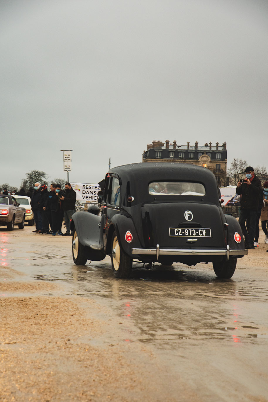 21st Crossing of Paris in Vintage Vehicles, old cars and bikes, January 31, 2021, France, (Nos Dren).