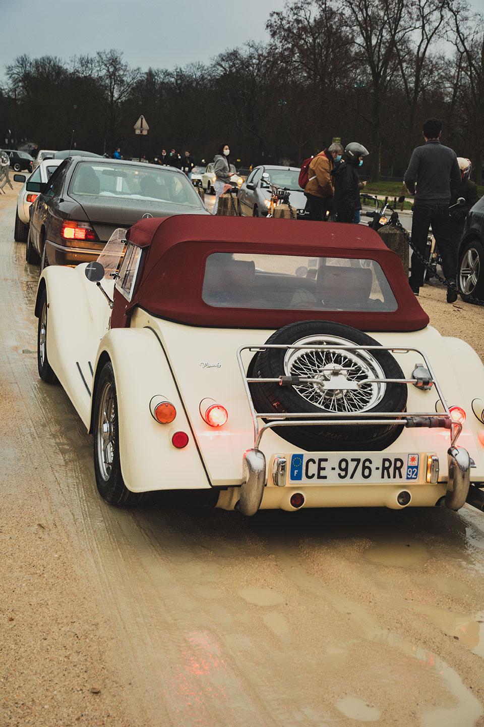 21st Crossing of Paris in Vintage Vehicles, old cars and bikes, January 31, 2021, France, (Nos Dren).