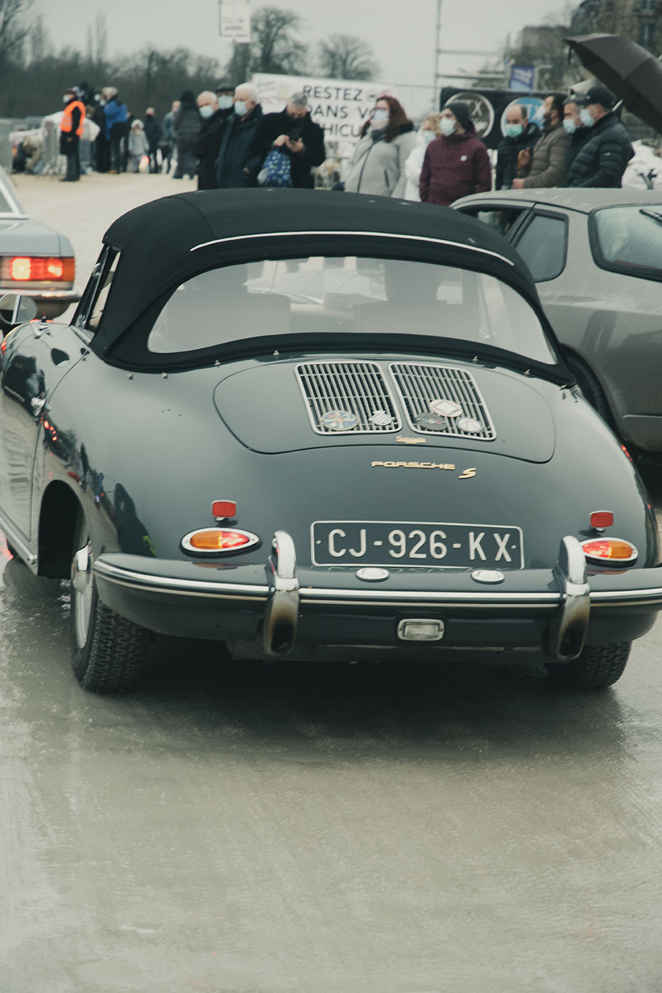 21st Crossing of Paris in Vintage Vehicles, old cars and bikes, January 31, 2021, France, (Nos Dren).