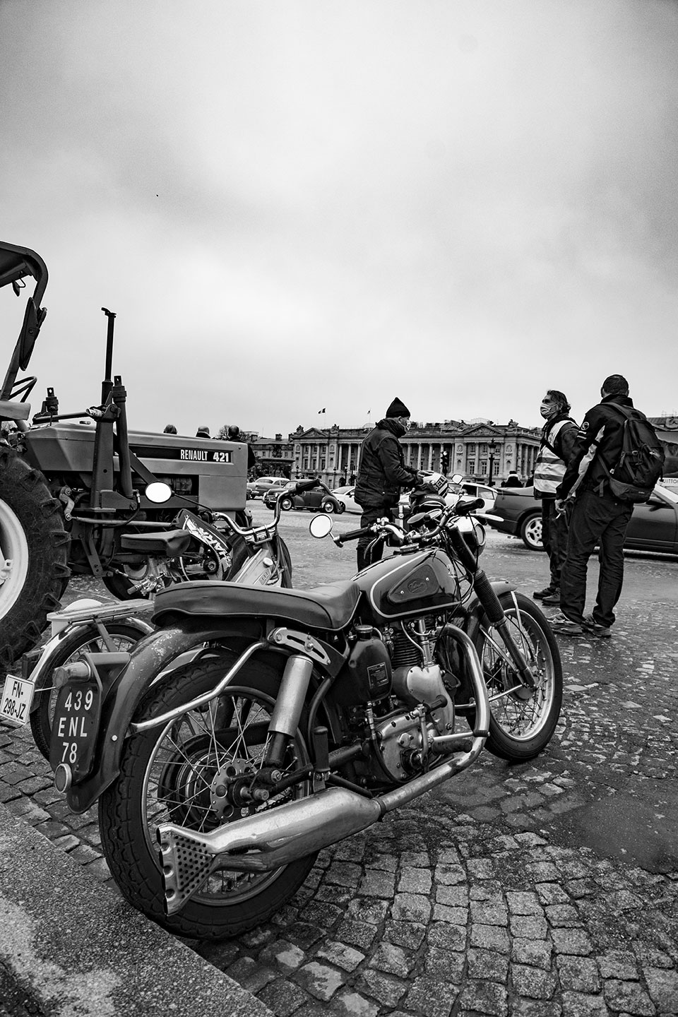 21st Crossing of Paris in Vintage Vehicles, old cars and bikes, January 31, 2021, France, (Nos Dren).