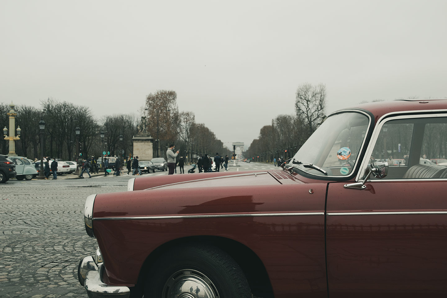 21st Crossing of Paris in Vintage Vehicles, old cars and bikes, January 31, 2021, France, (Nos Dren).