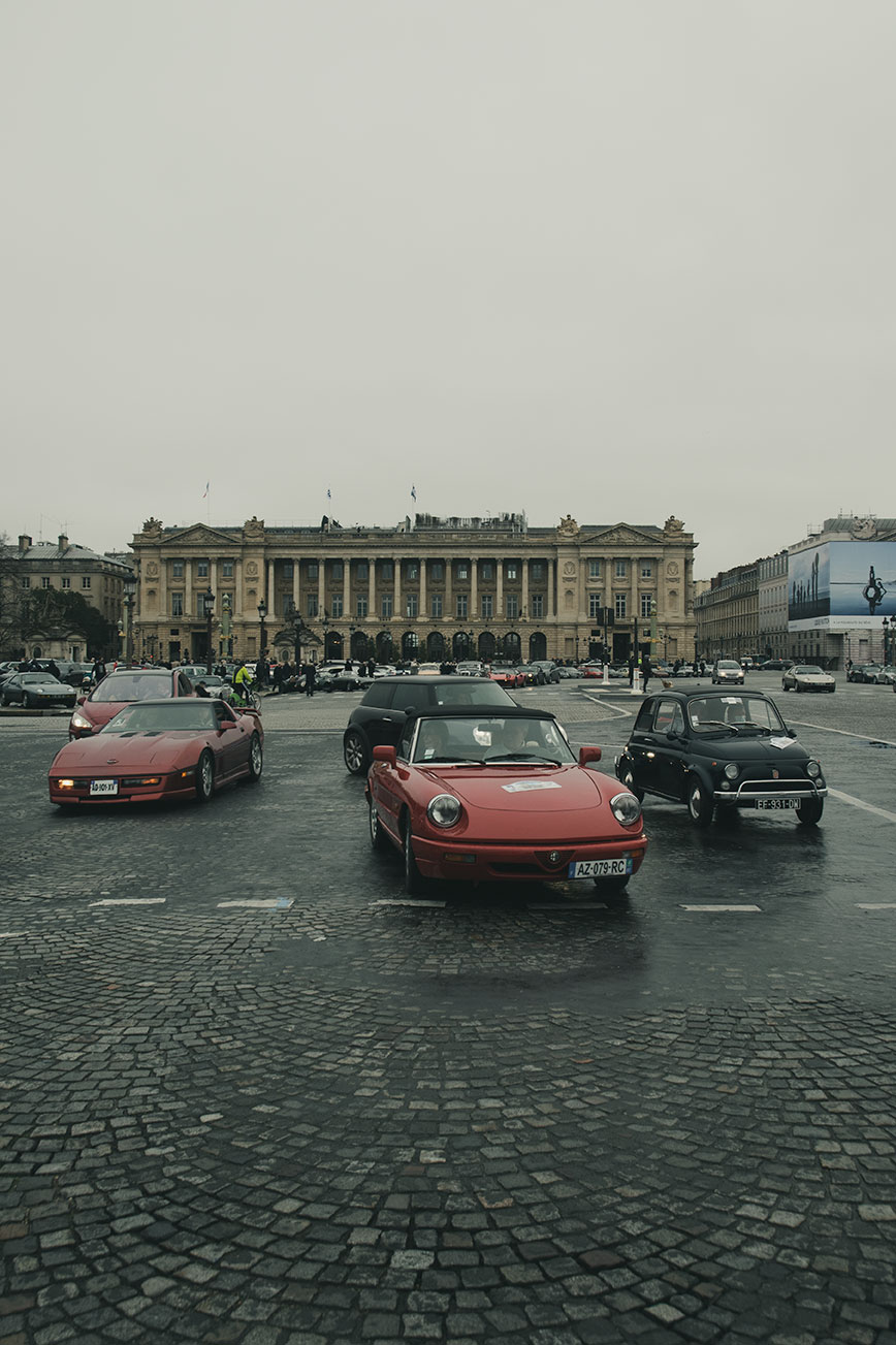 21st Crossing of Paris in Vintage Vehicles, old cars and bikes, January 31, 2021, France, (Nos Dren).