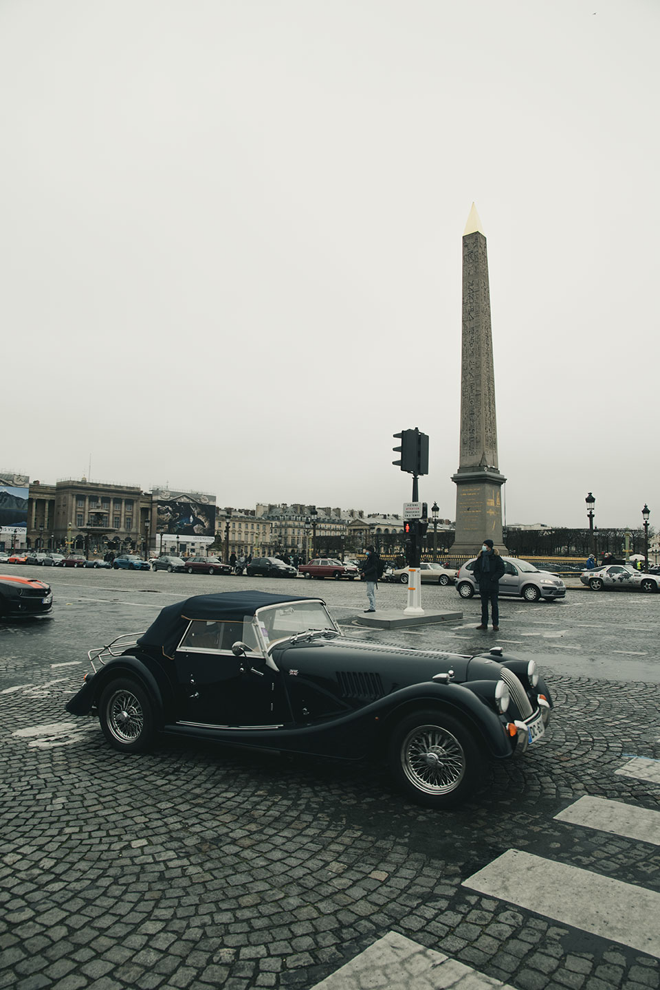 21st Crossing of Paris in Vintage Vehicles, old cars and bikes, January 31, 2021, France, (Nos Dren).