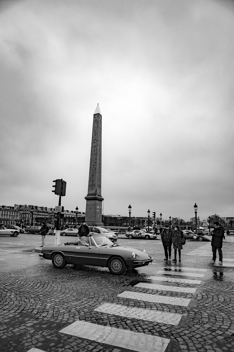 21st Crossing of Paris in Vintage Vehicles, old cars and bikes, January 31, 2021, France, (Nos Dren).