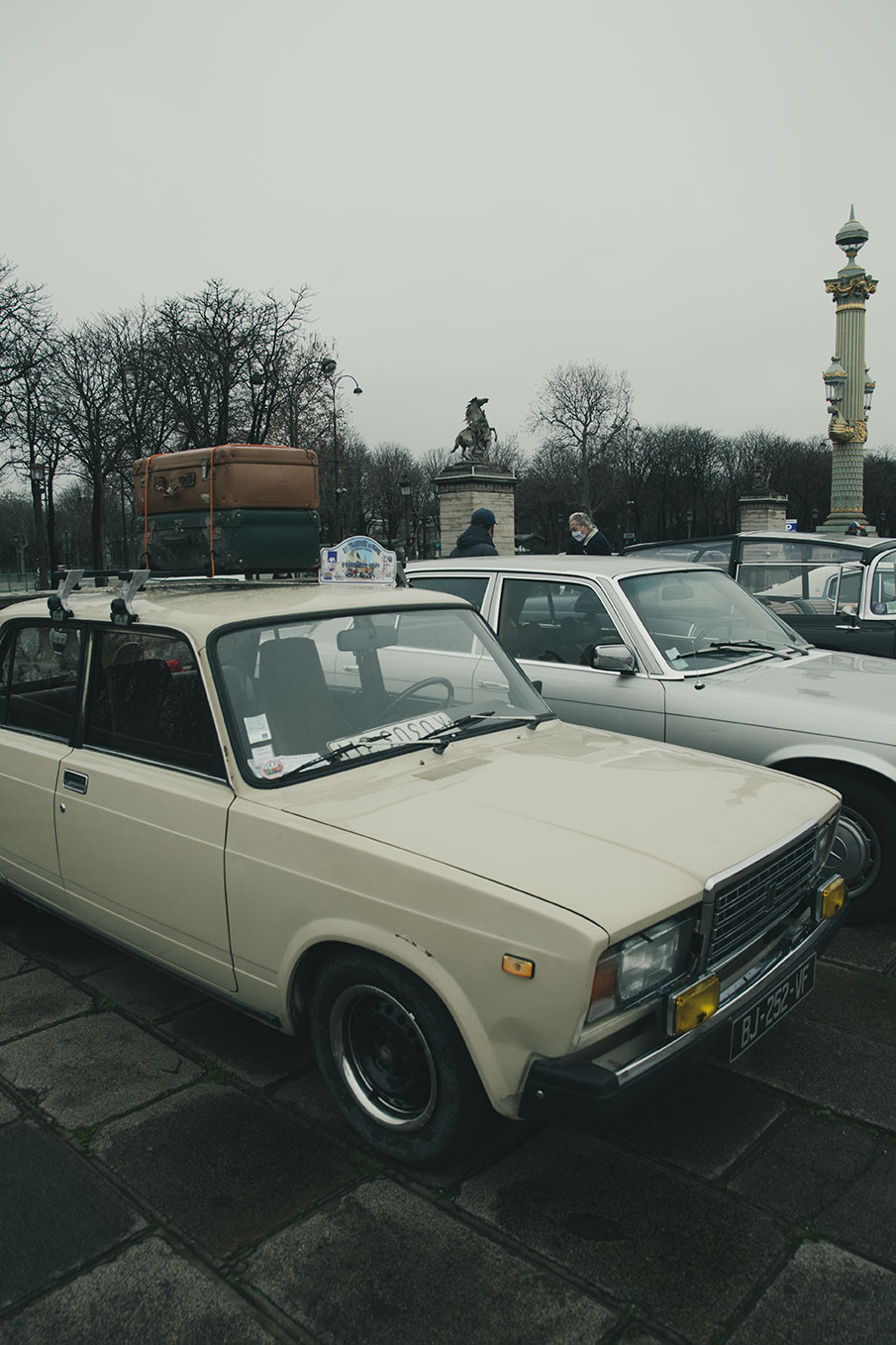 21st Crossing of Paris in Vintage Vehicles, old cars and bikes, January 31, 2021, France, (Nos Dren).