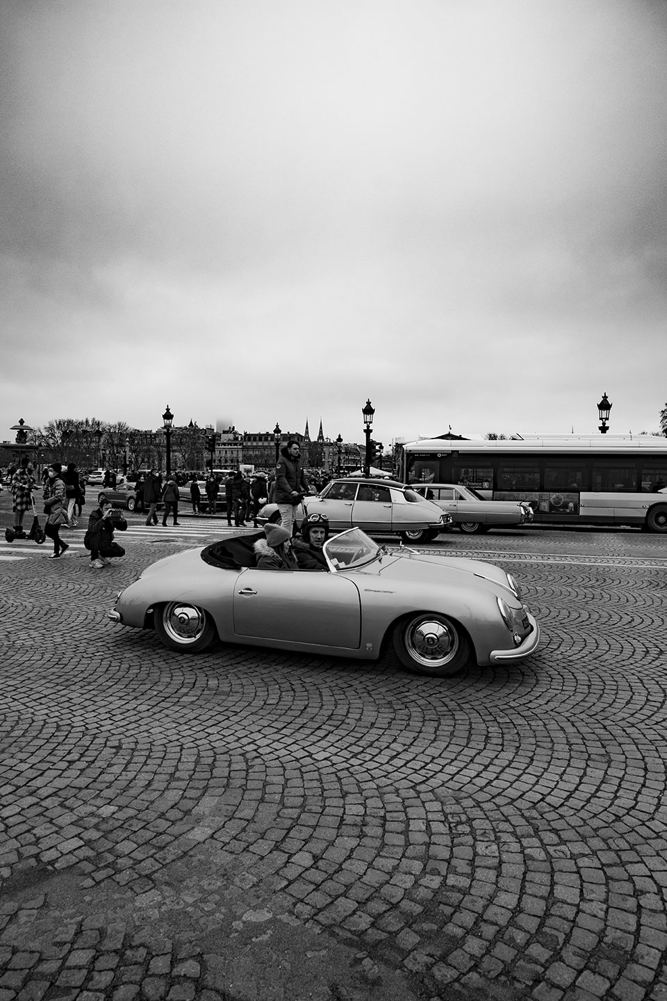 21st Crossing of Paris in Vintage Vehicles, old cars and bikes, January 31, 2021, France, (Nos Dren).