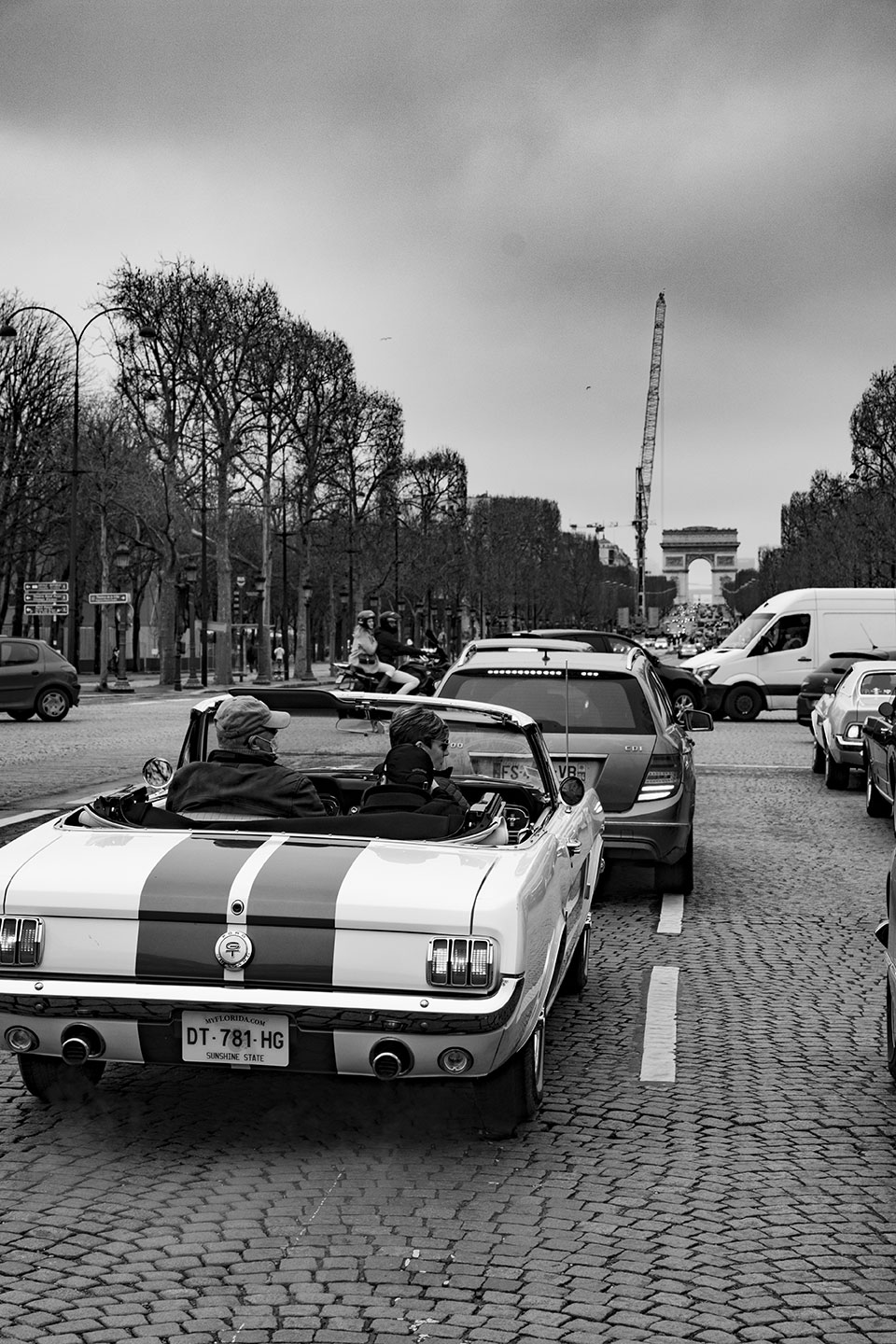 21st Crossing of Paris in Vintage Vehicles, old cars and bikes, January 31, 2021, France, (Nos Dren).