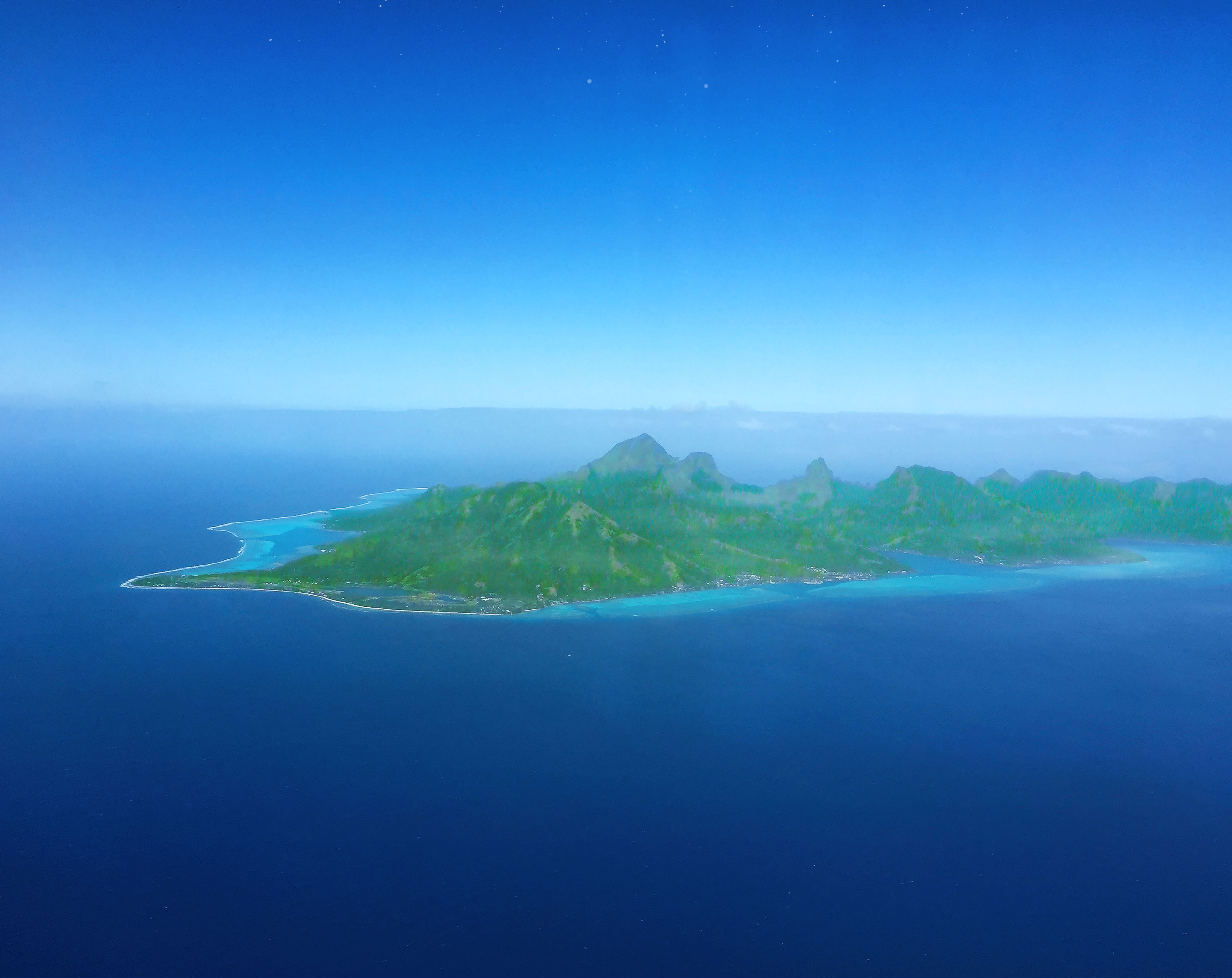 French Polynesia, Moorea green and wild island, the twin sister of Tahiti, incredible view from the sky